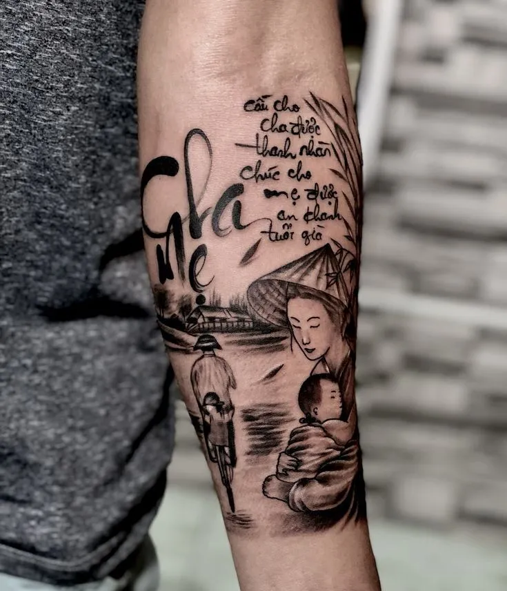 Tổng hợp 888+ hình xăm chữ cha mẹ ý nghĩa, ấn tượng - Genztattoo