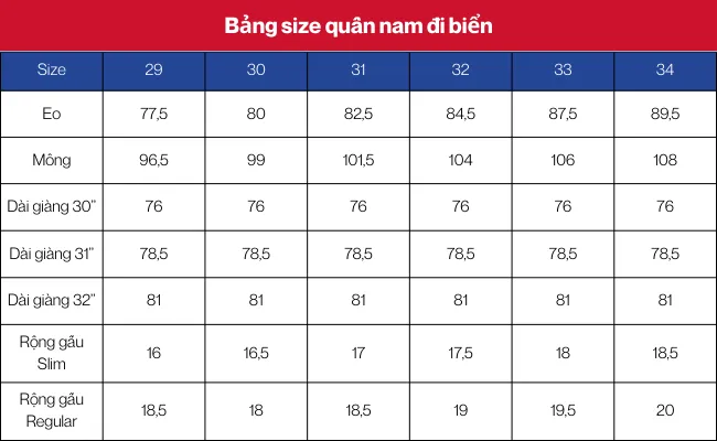 Bảng size quần nam & Cách chọn size quần nam chuẩn nhất 2022